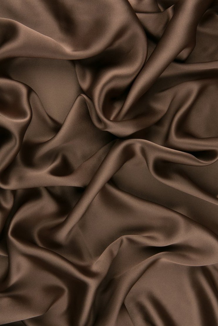 Tobacco Brown Charmeuse Silk Fabric