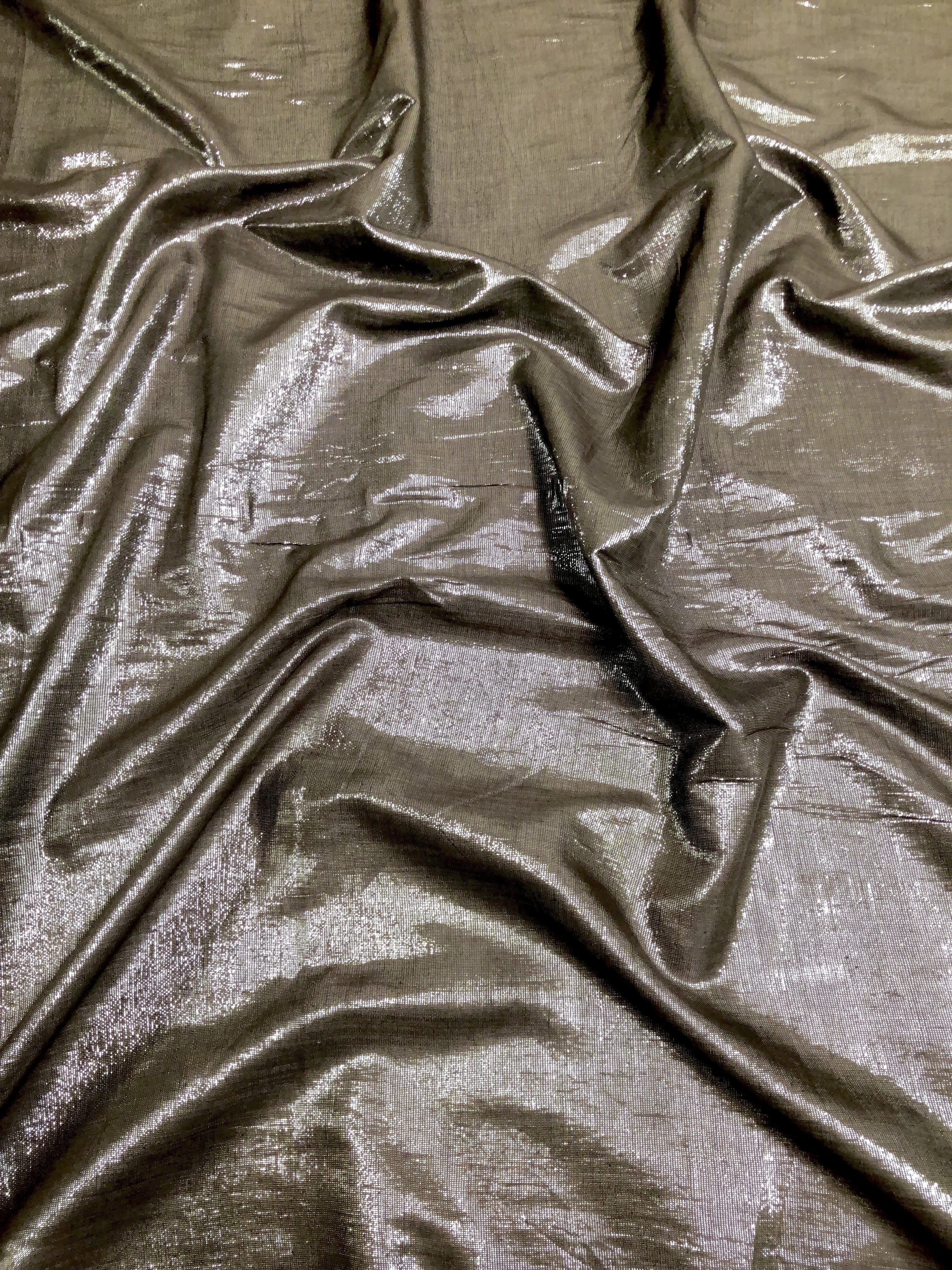 Brown Cotton Metallic Fabric