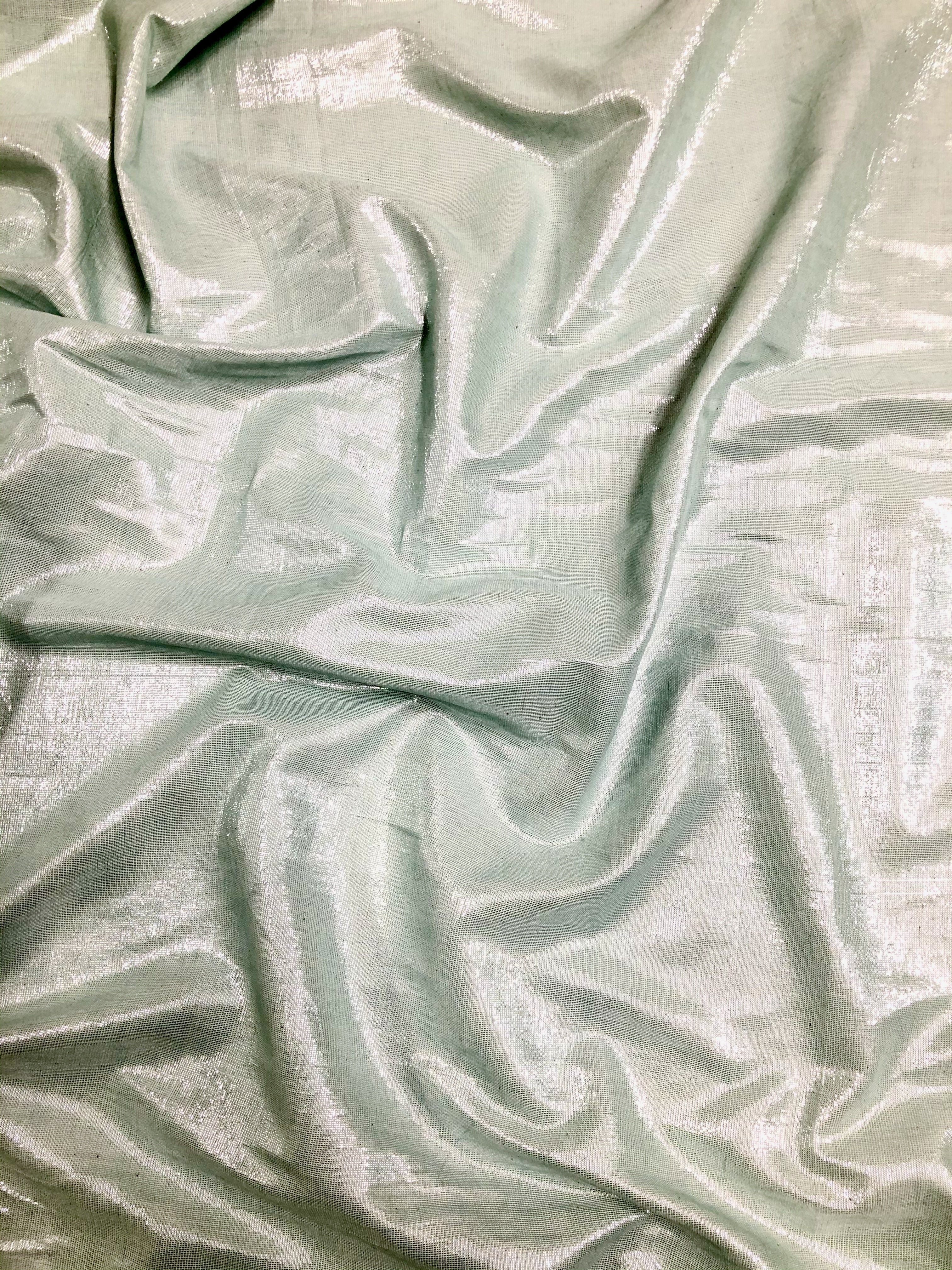 Mint Cotton Metallic Fabric