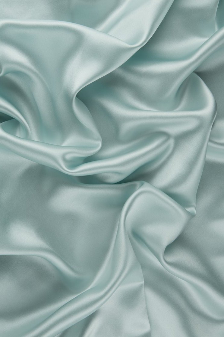 Whispering Blue Charmeuse Silk Fabric