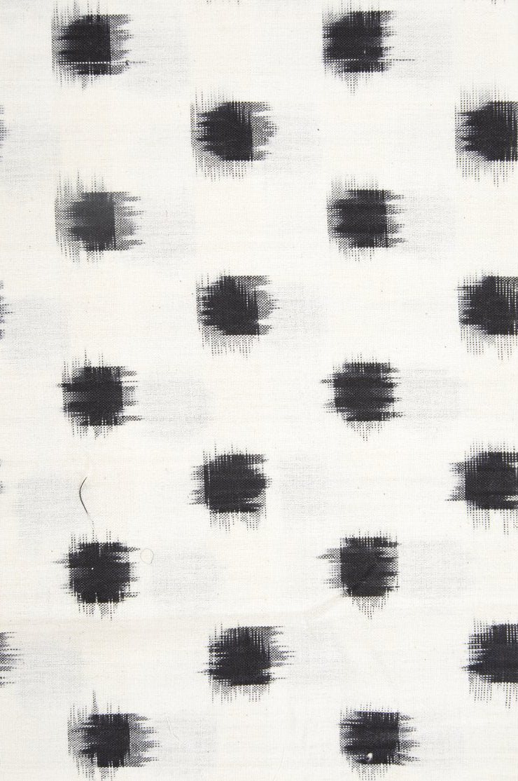 White Black Cotton Ikat 076 Fabric