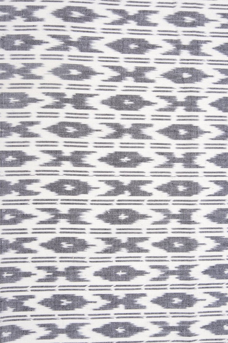 White Black Cotton Ikat 91 Fabric