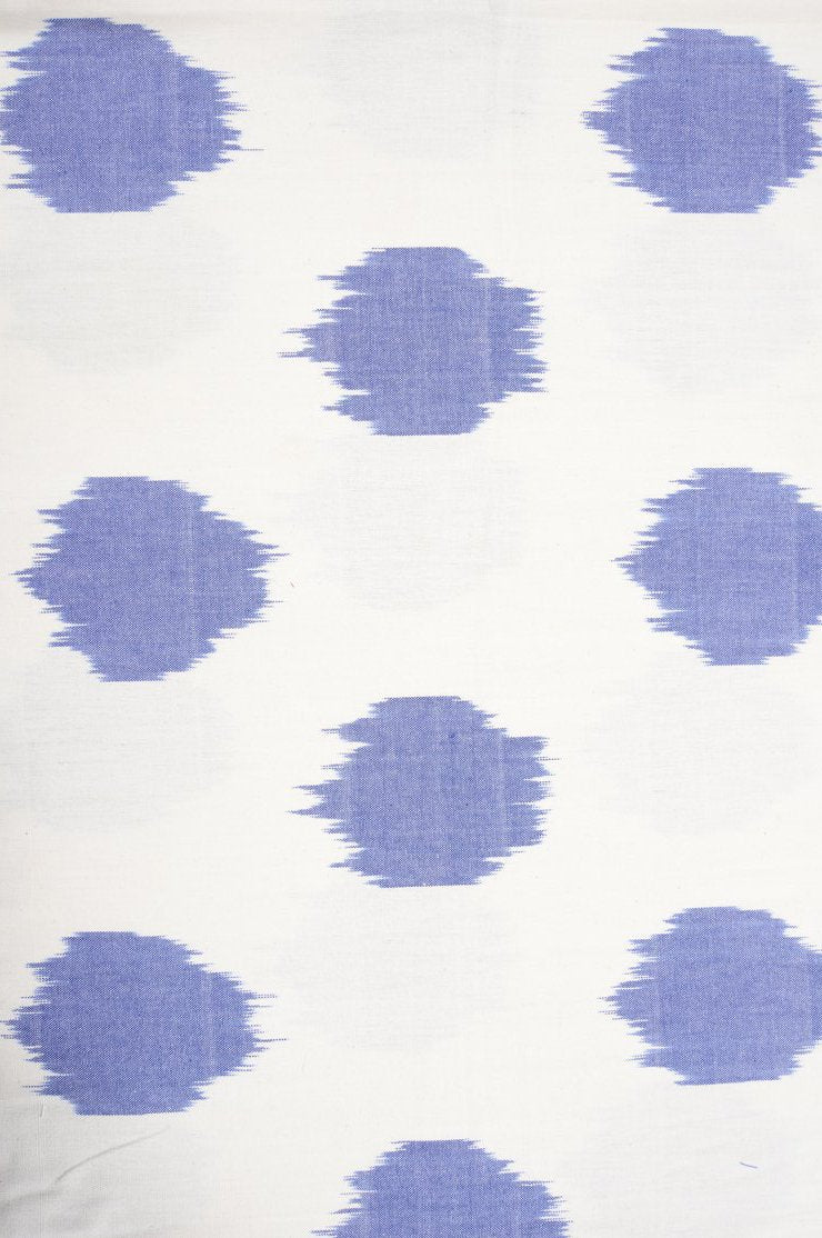 White Blue Cotton Ikat 140 Fabric