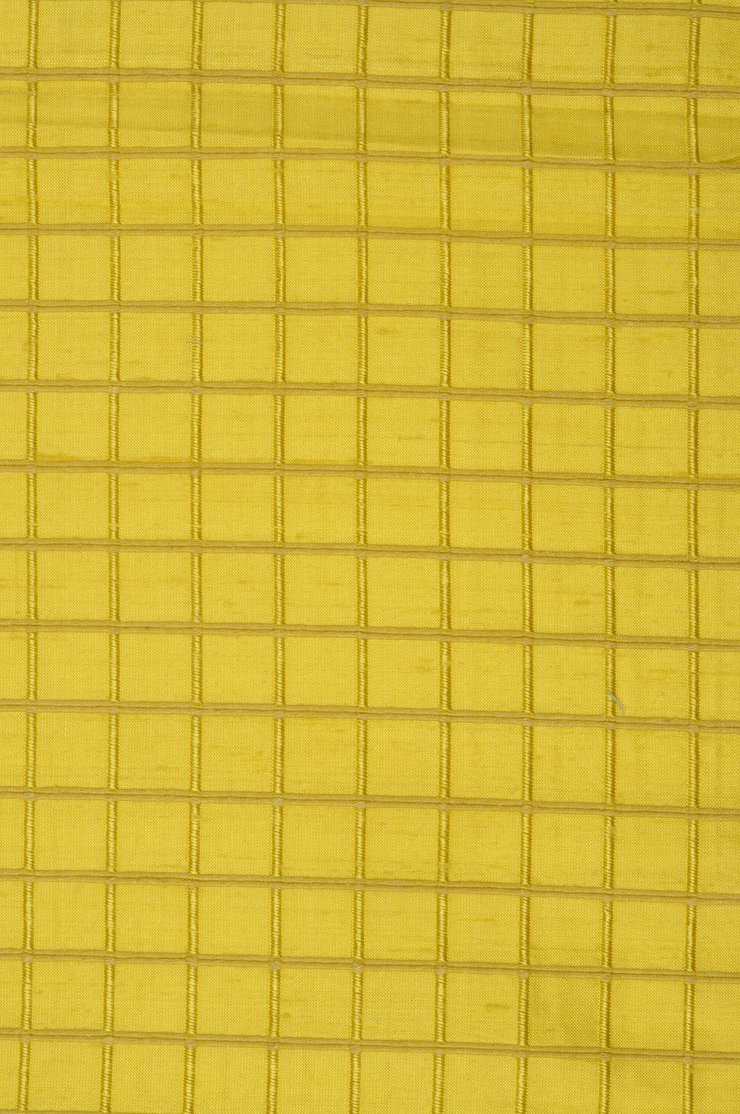 Yellow Silk Shantung Windowpane 44 inch Fabric