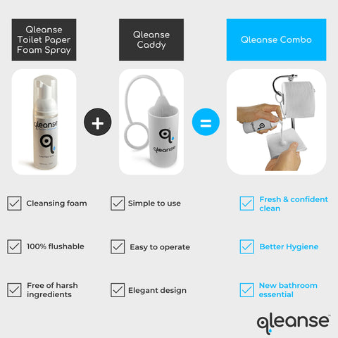 Qleanse Combo Toilet Paper Foam Spray and Caddy