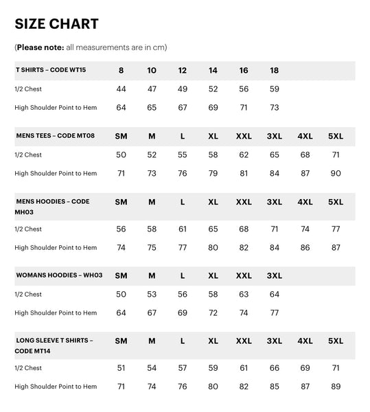Size Chart – Kia Kaha