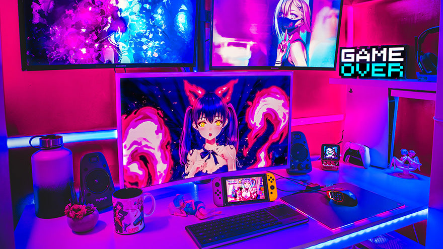 Anime inspired room with neon led lights