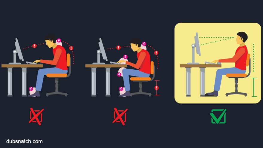 Common gamer postures while gaming