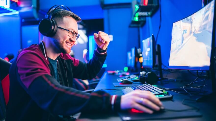 A professional gamer happy to win his last game match
