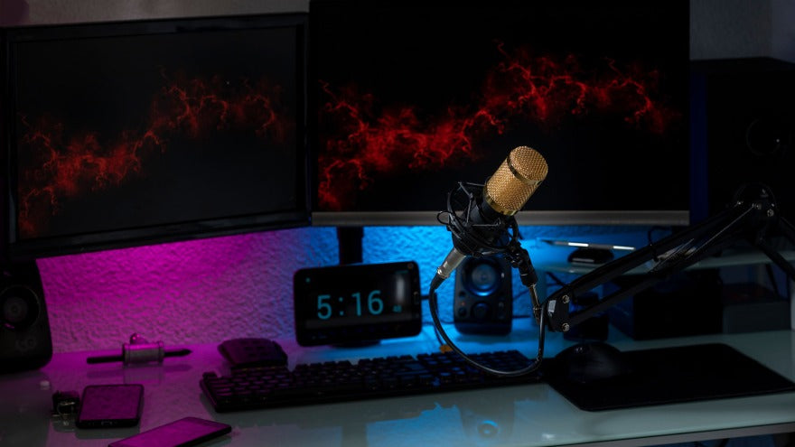 A starter streamer setup with a professional microphone