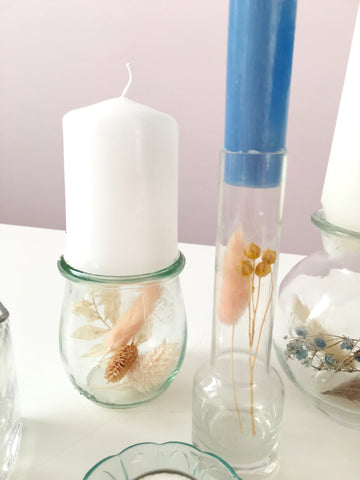Kerzenhalter mit Trockenblumen DIY