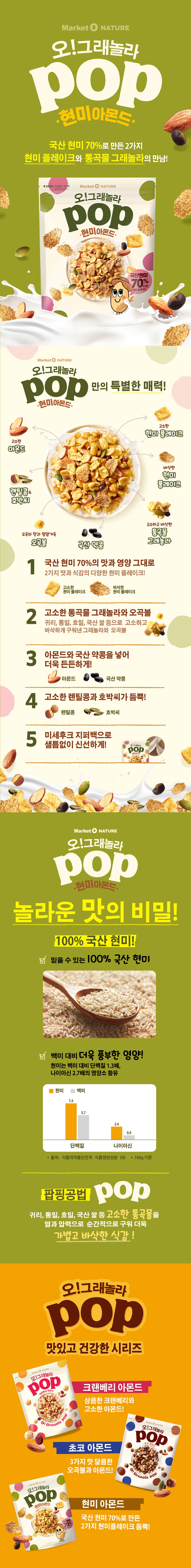 오 그래놀라 팝 O GRANOLA POP CHOCO ALMOND/ CRANBERRY ALMOND/ GRAIN ALMOND 370g