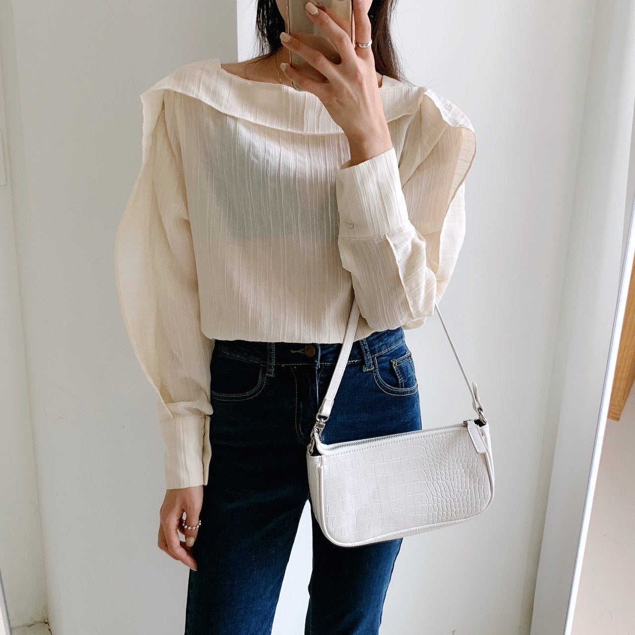 tulip frill blouse Korean fashion online store ootd