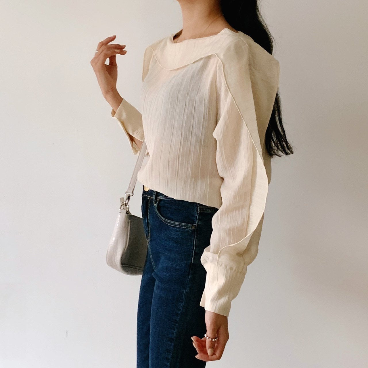 tulip frill blouse Korean fashion online store ootd