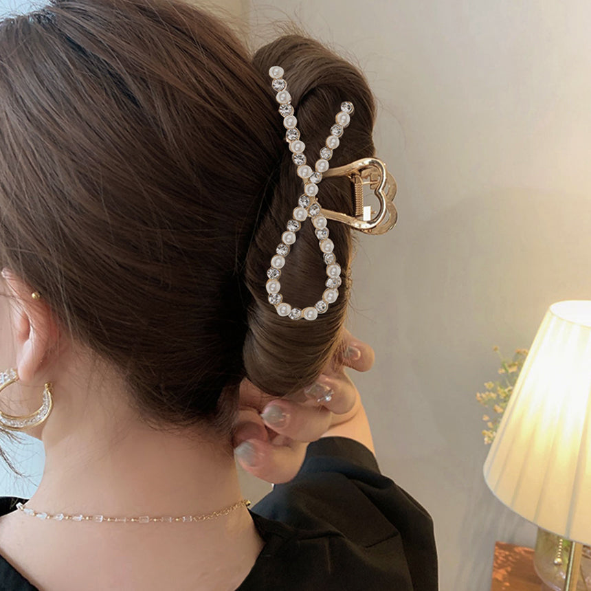 진주 큐빅 믹스 매듭 집게핀 Pearl Hair Pin