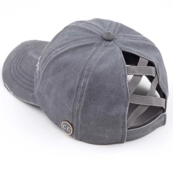 C.C Baseball Pony Cap Black Grey