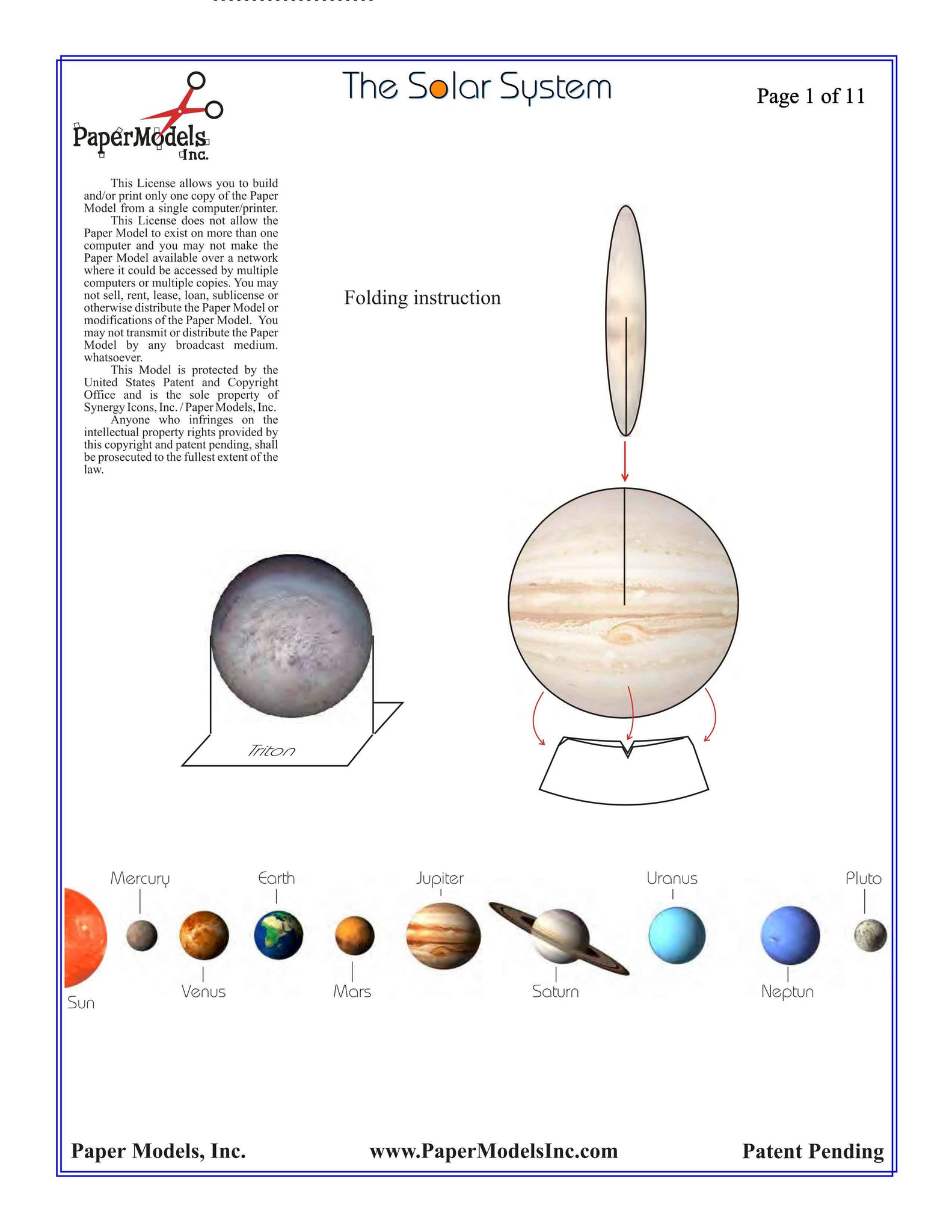 solar system paper model