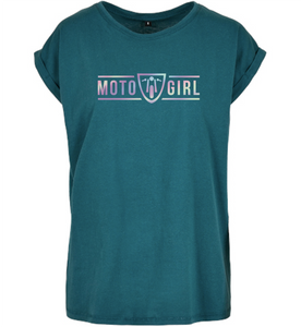 MotoGirl Holographic Logo T-Shirt - Teal