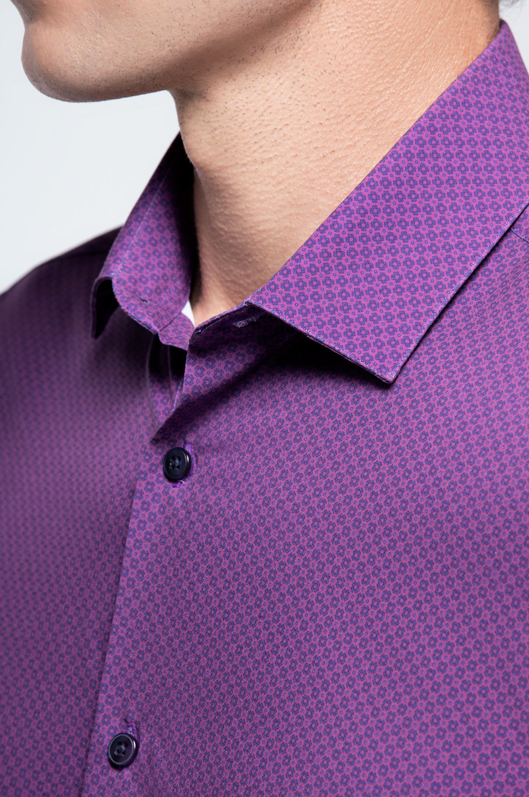 Men's Plum Purple Long Sleeve Geo Shirt State of Matter Apparel - of Apparel