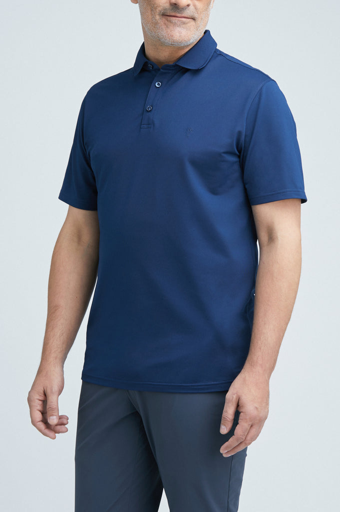 Silverstick Mens Organic Long Sleeve Polo Shirt Greenwood Deep Sea, L / Navy