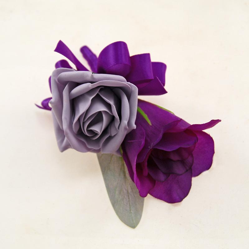 Grooms Purple Silk Lisianthus And Lilac Rose Wedding