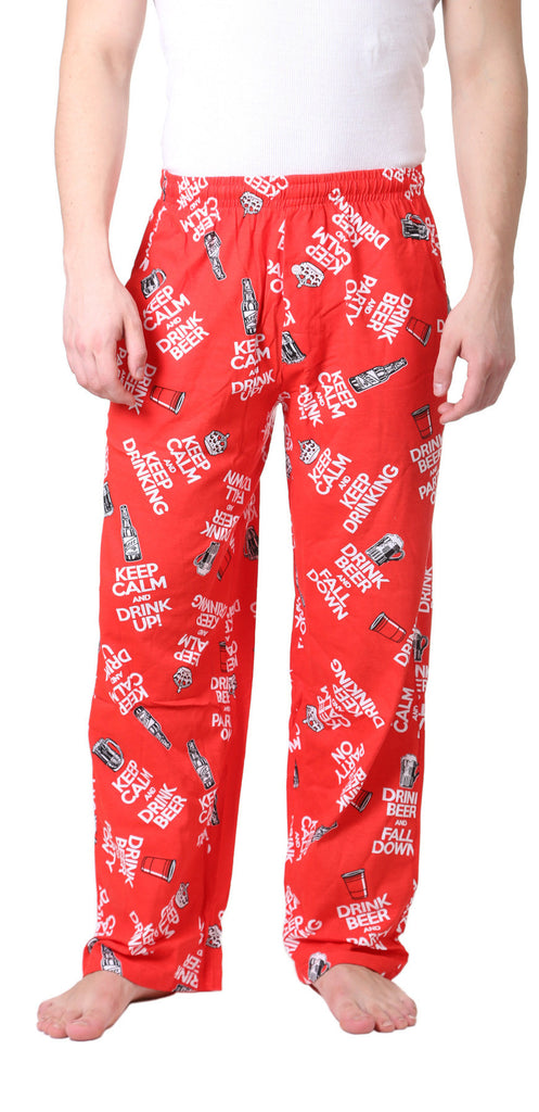 Men's Red Keep Calm and Drink Beer Pajama Pants