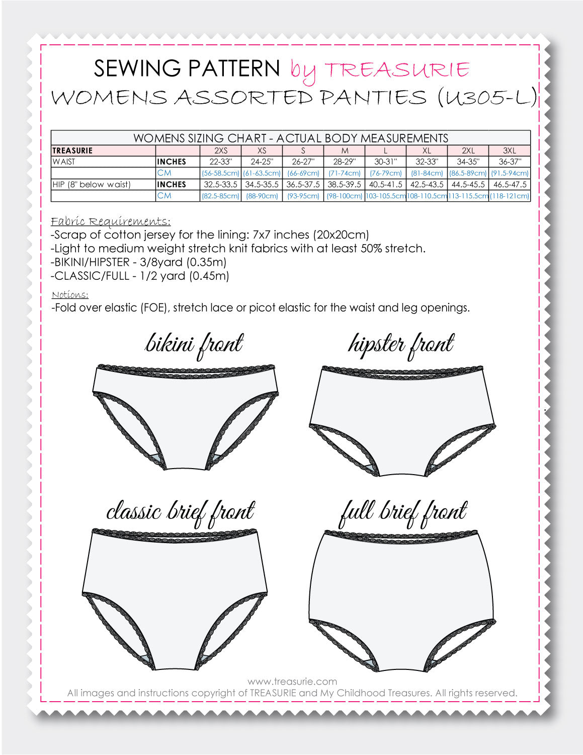 Ladies Panties Pattern - 4 styles – TREASURIE