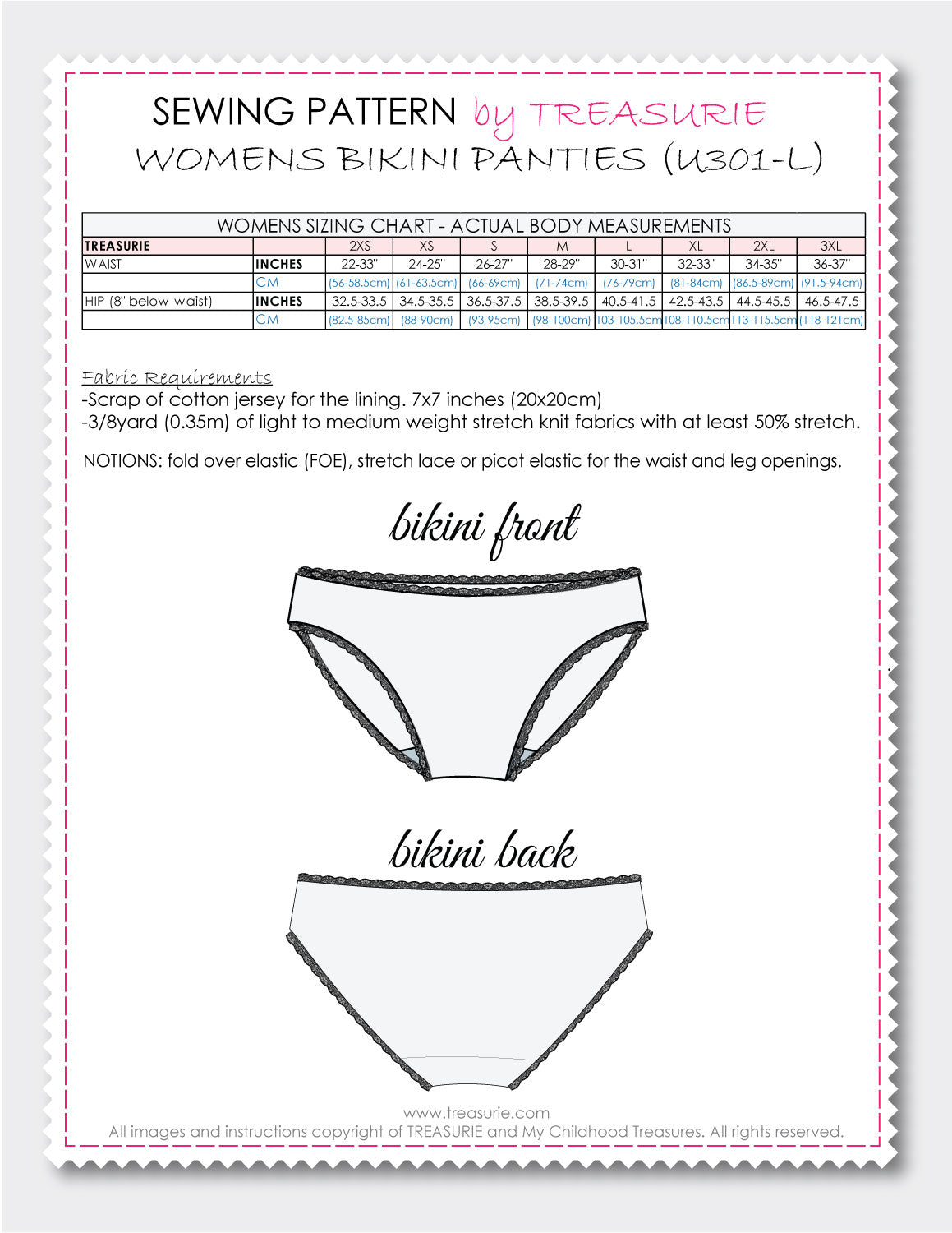 Ladies Bikini Panties Pattern – TREASURIE