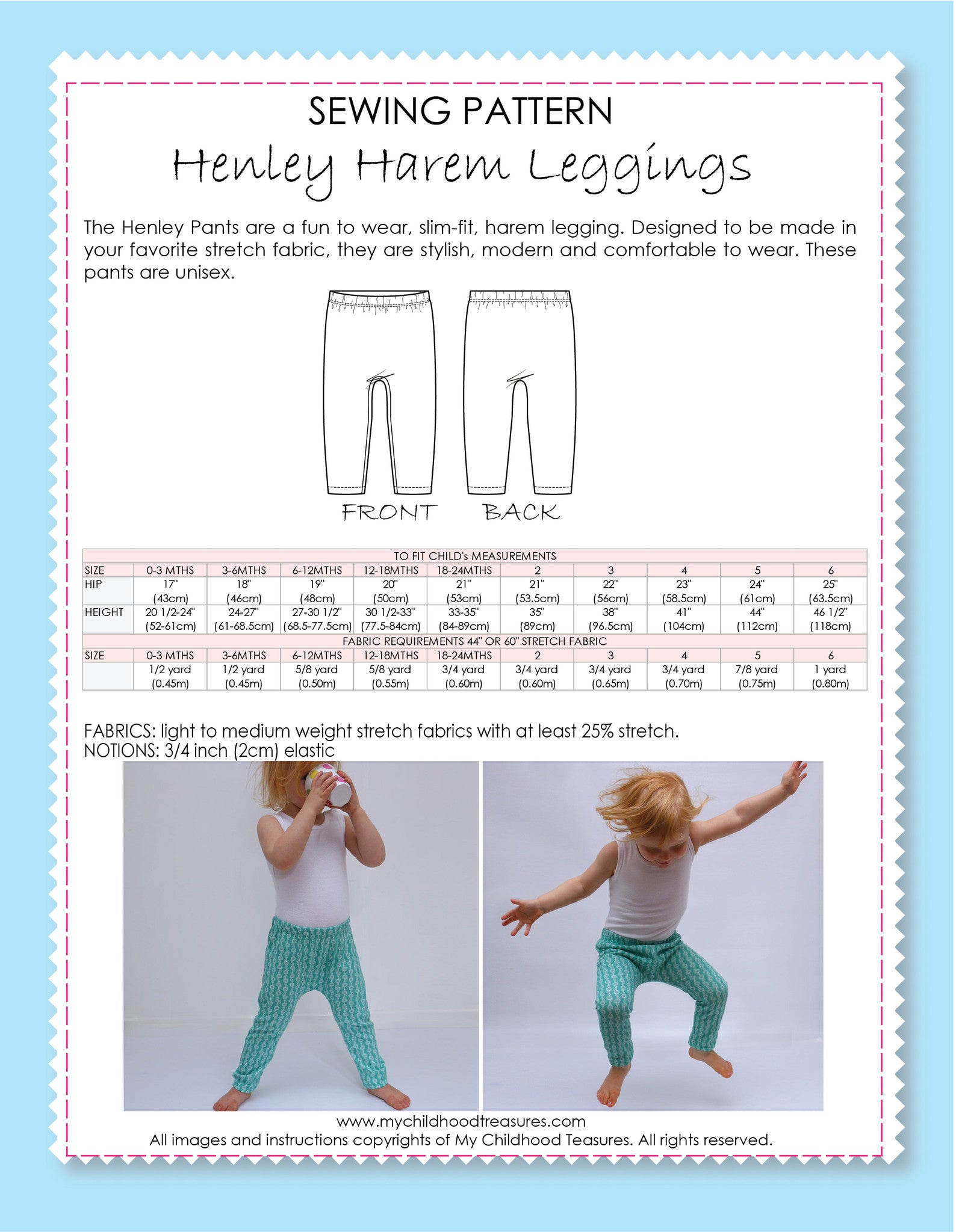 Henley leggings sewing pattern – TREASURIE