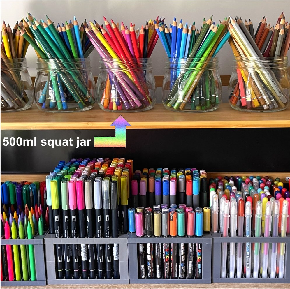 500ml squat jar storage organiser pencils