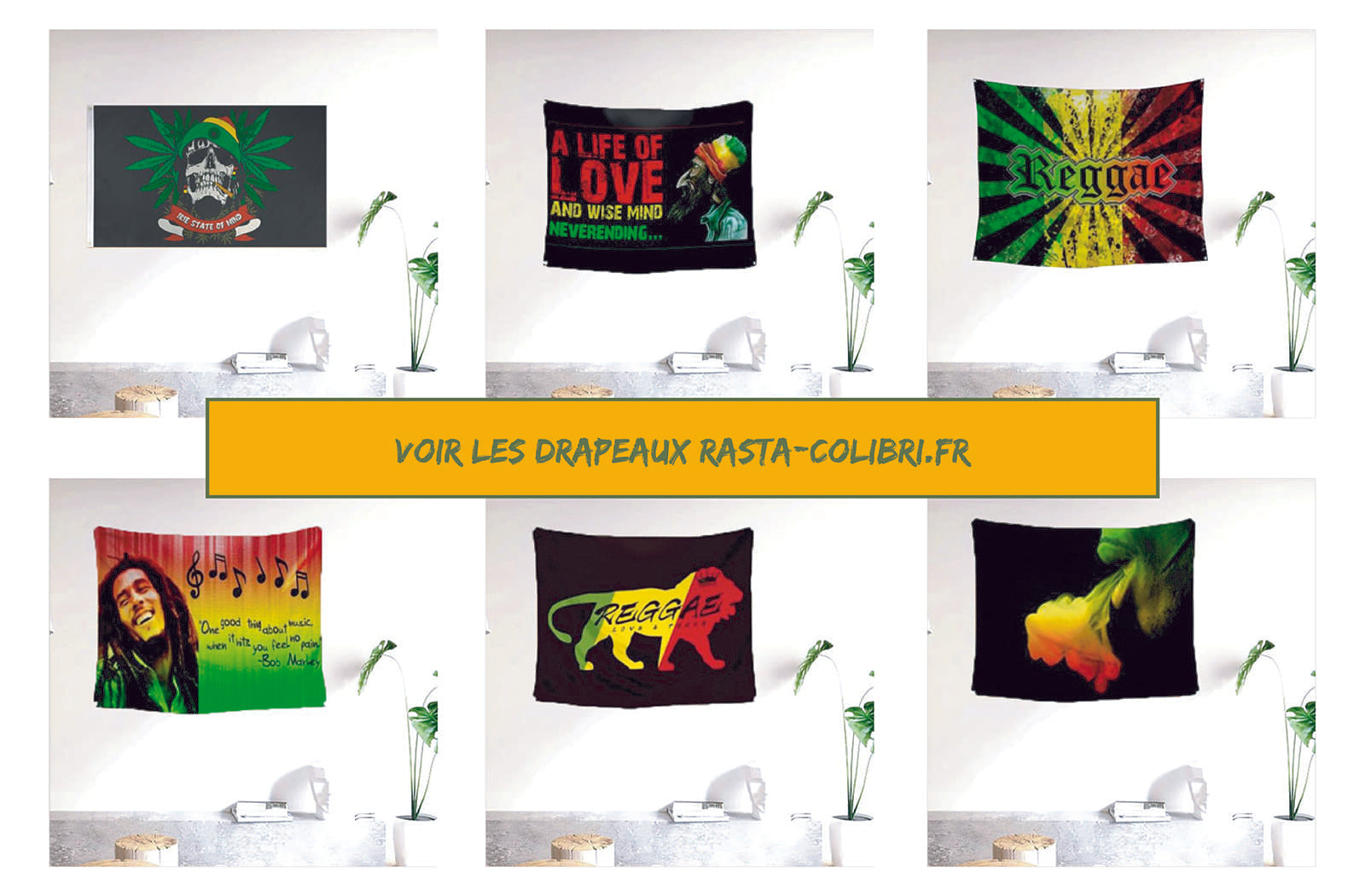 Gamme de drapeaux rastafaris 