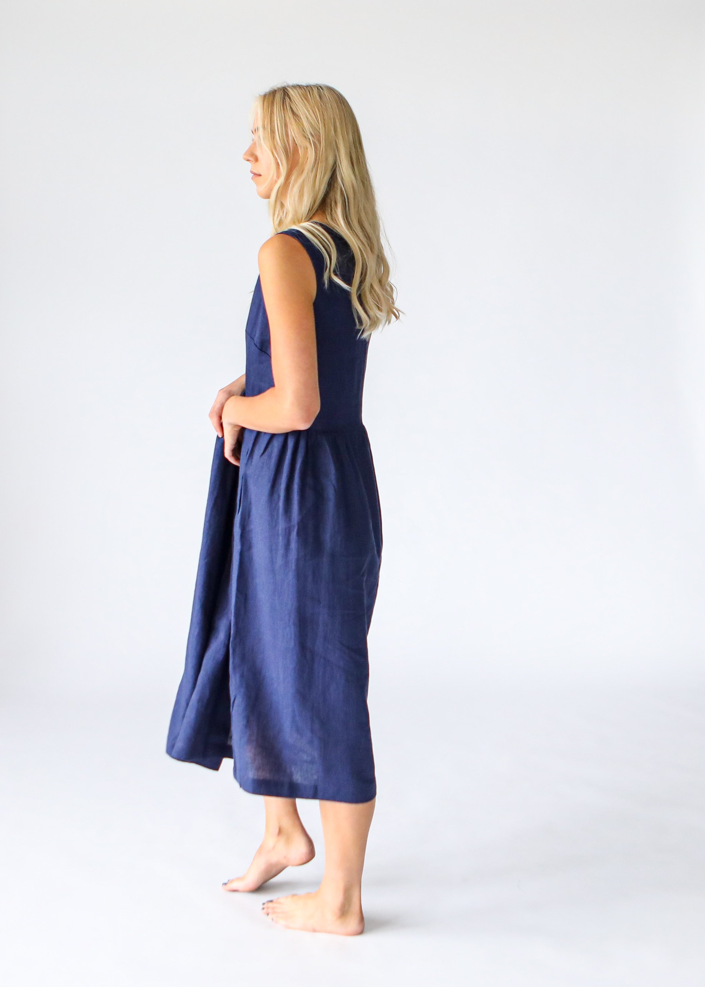 Asti Linen Dress | Midnight