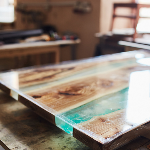 An incomplete epoxy river table