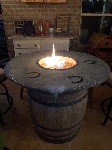 An epoxy fire pit table top