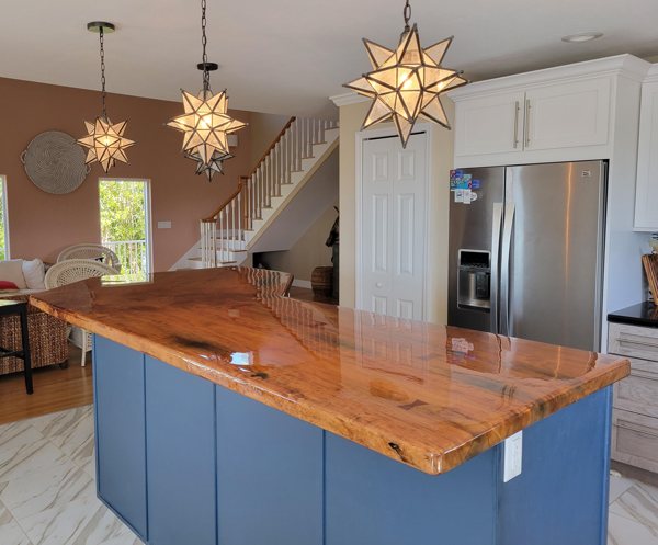 A photo of an epoxy kitchen countertop made with UltraClear Table Top Epoxy by a customer.
