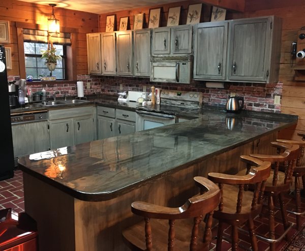 An epoxy kitchen countertop made with UltraClear Table Top Epoxy by a customer.