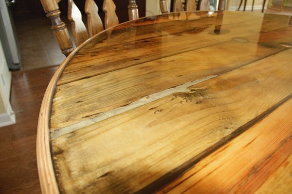 A wooden epoxy tabletop