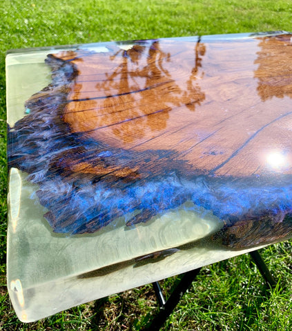 A deep pour epoxy river table