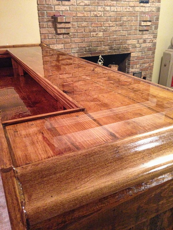 A residential epoxy wooden bar top