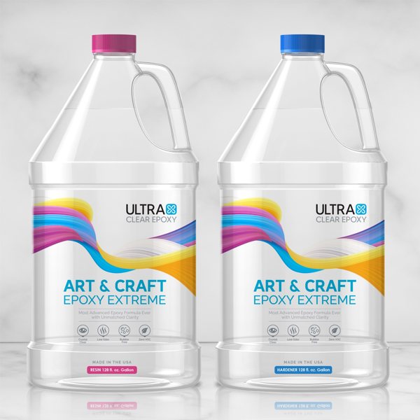 A photo of UltraClear Art and Craft Epoxy, both components.