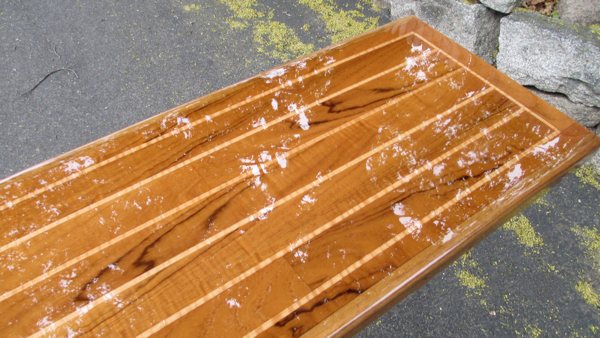 An outdoor wooden epoxy countertop.