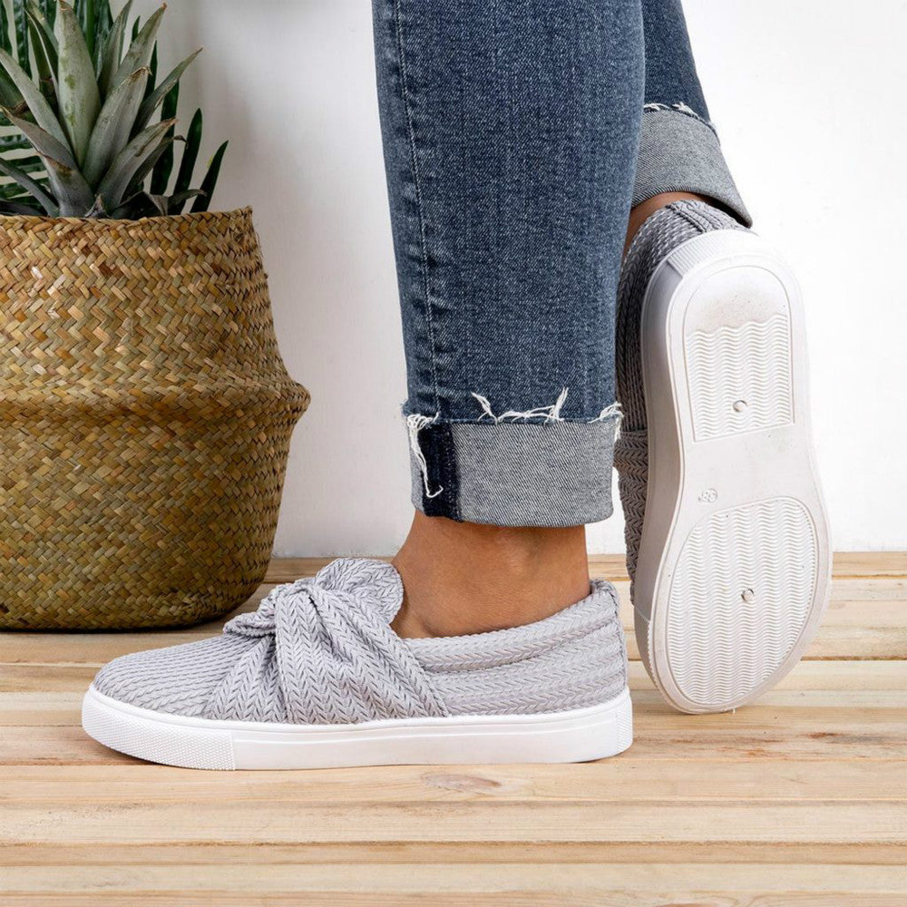 womens knitted twist slip on sneakers