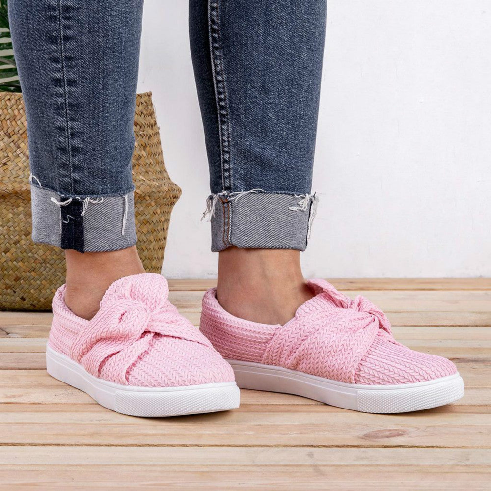 women knitted twist slip on sneakers