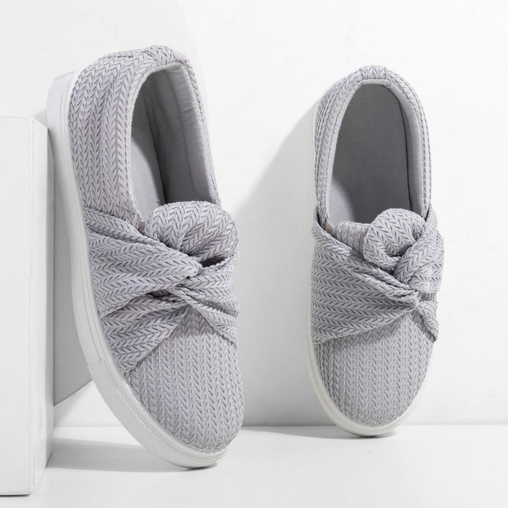 women knitted twist slip on sneakers