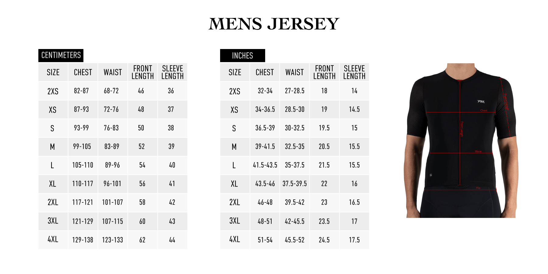 mens jersey sizes