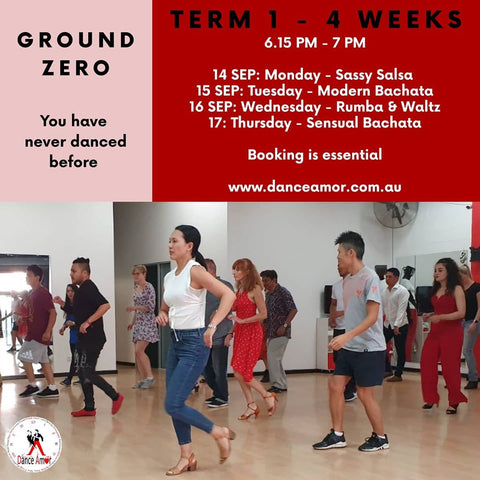 People dancing in a class by themselves having fun. New term timetable