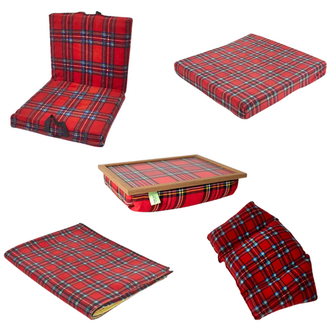 Red Royal Stewart Tartan pattern on a range of products