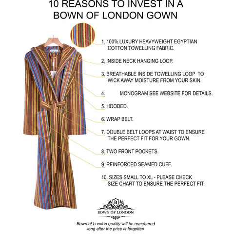 Women's Hooded Striped Dressing Gown - Savernake 10 Reasons