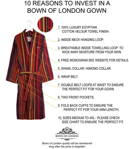 Bown Of London Luxurious Egyptian Cotton Velour Bathrobe Dressing
