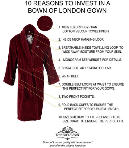 Description of Heavyweight Burgundy Robe | Bown of London Content